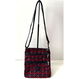 Kipling Abner Printed Crossbody Purse Bag Adjustable Blue/Red Travel Lightweight